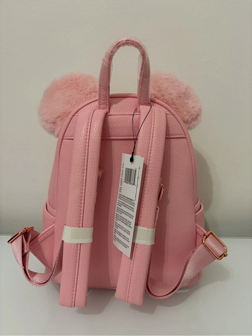 Loungefly Disney Parks Pink Faux Fur Minnie Ear Mini Backpack